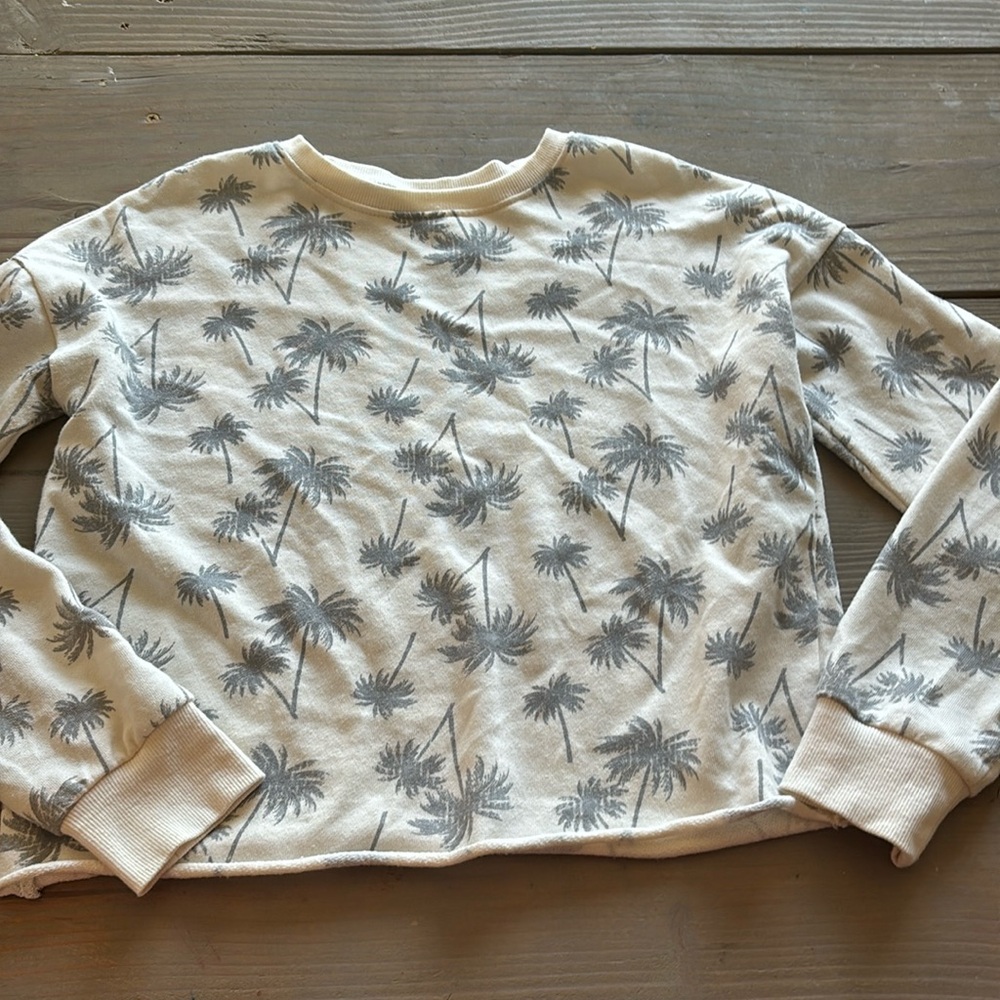 Ivory long sleeve with palm trees
